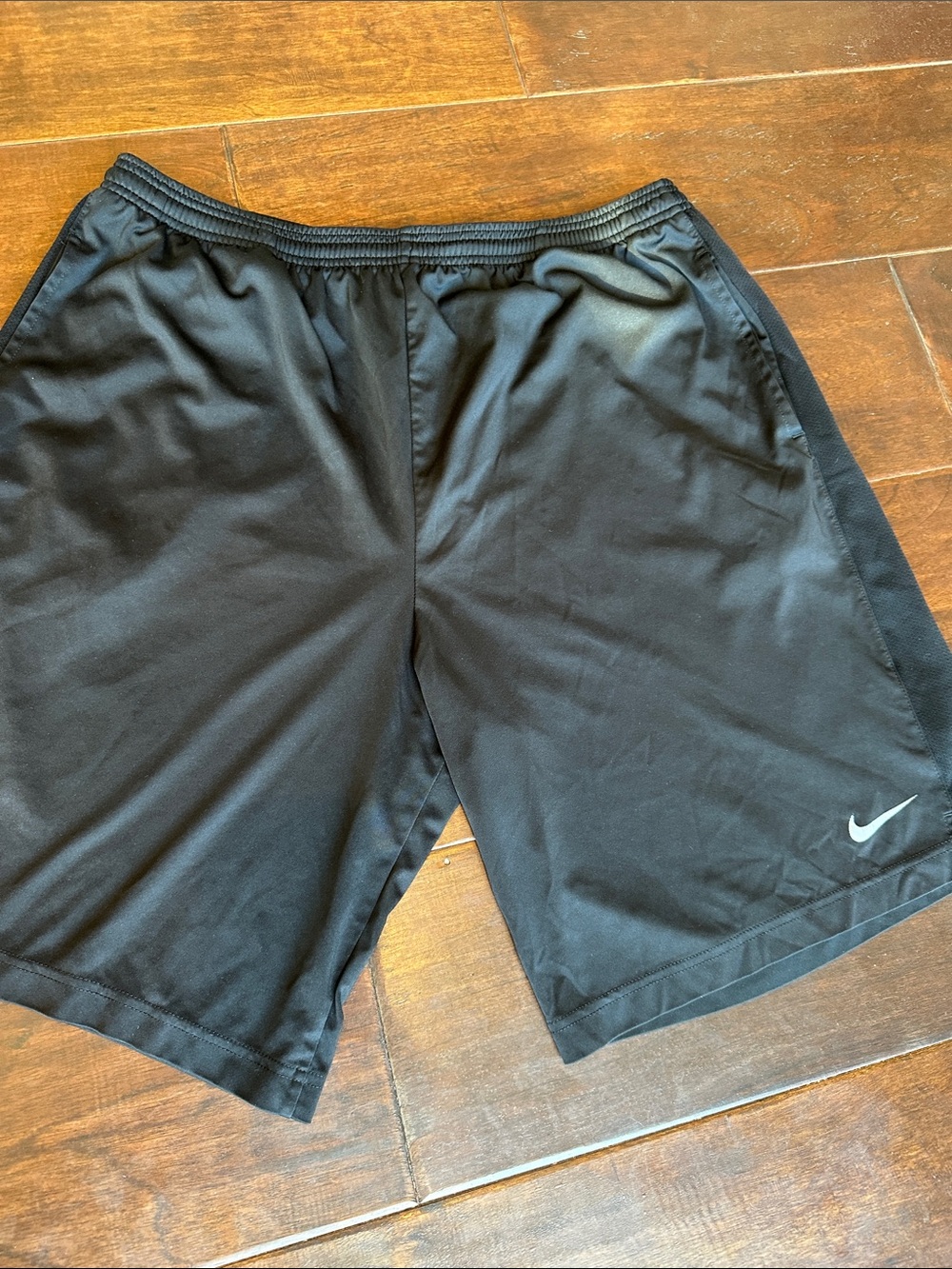 Nike Men’s Black Athletic Shorts with White Swoosh